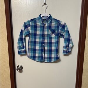 Chaps Plaid Blue and Green Kids Shirt Size 5